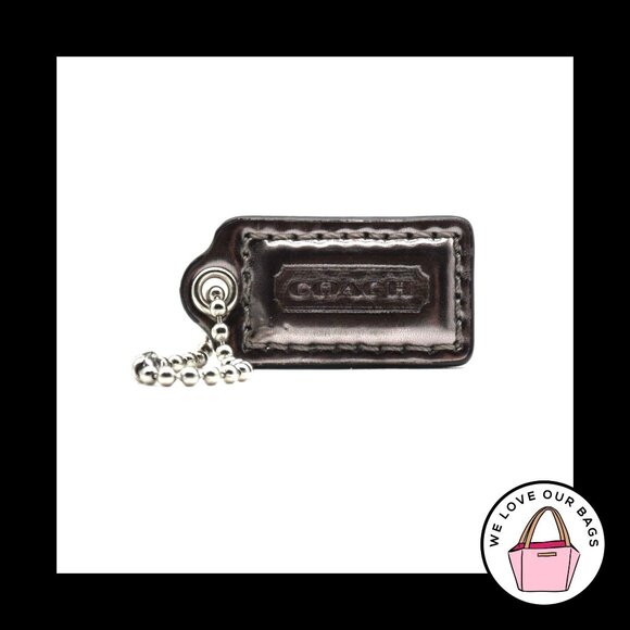 1.5" Small COACH Silver Mirrored Leather Nickel Fob Bag Charm Keychain Hang Tag - Picture 1 of 1